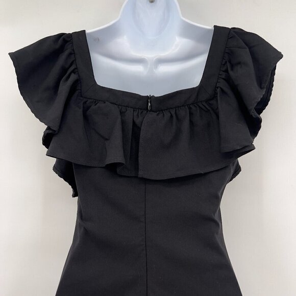 LULUS Black Ruffled  Square Neck Bodycon Dress Size S NWT - Picture 6 of 12